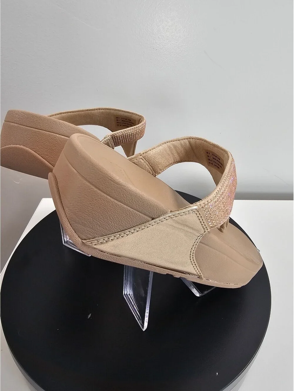 FitFlop Women's Nude Wedge Sandals with Rhinestone Detail